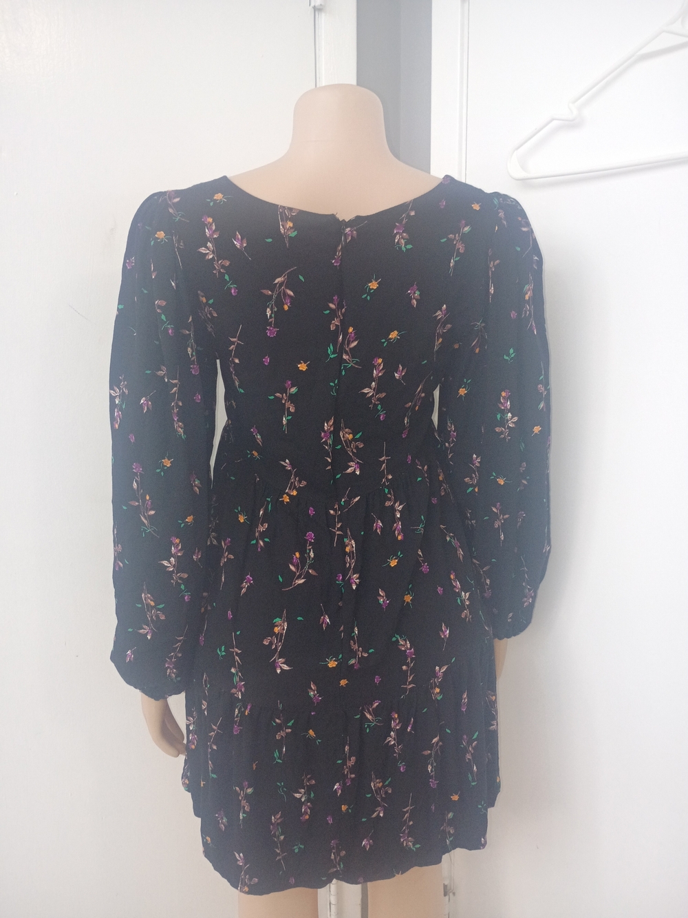 AFRM Black Floral Puff-Sleeve Mini Dress - Picture 4 of 9